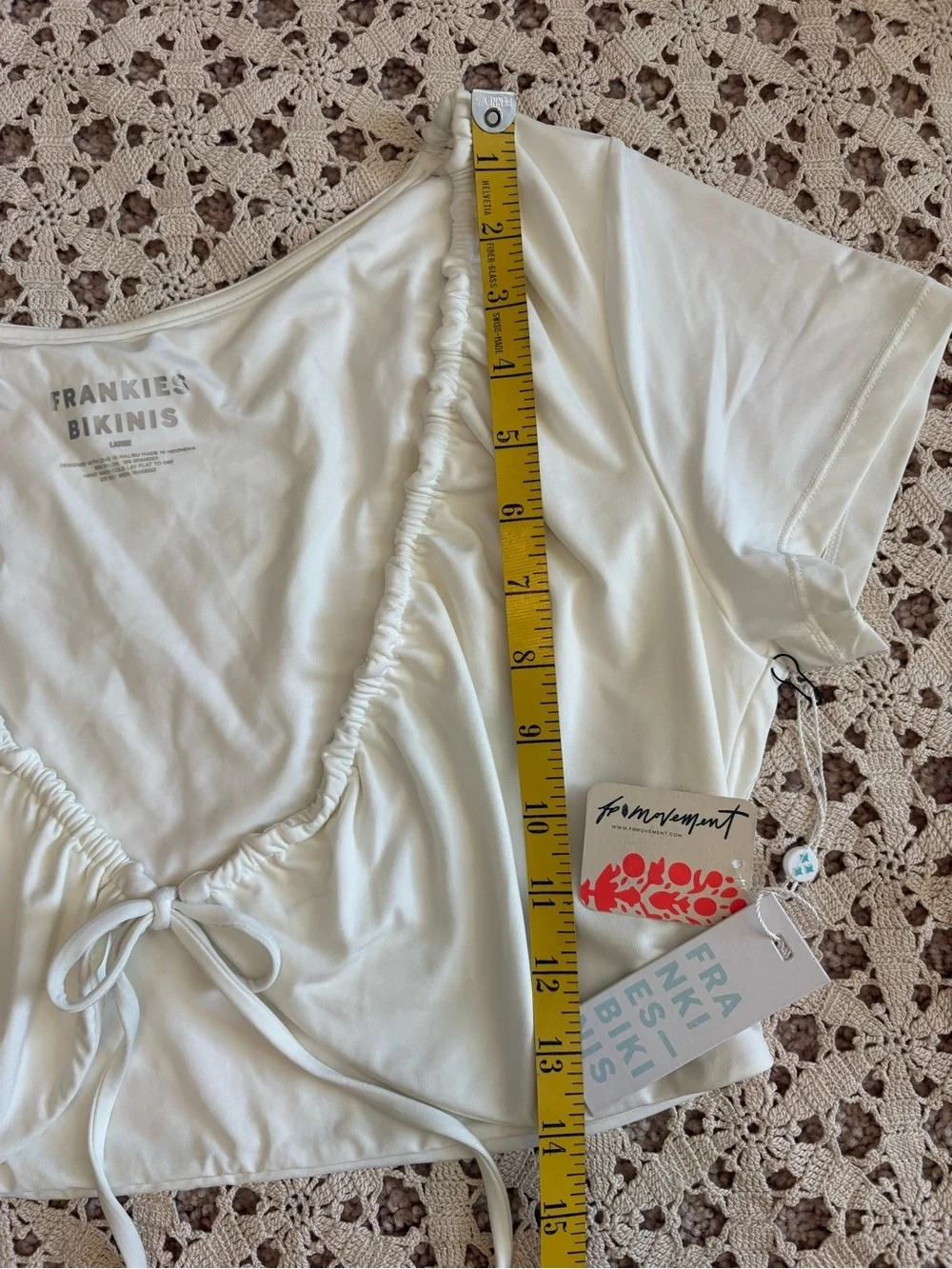 Frankie’s Bikinis Ziggy Swim Top White Size Large NWT